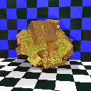An agglomeration of lumpy
	  gold cubes.  